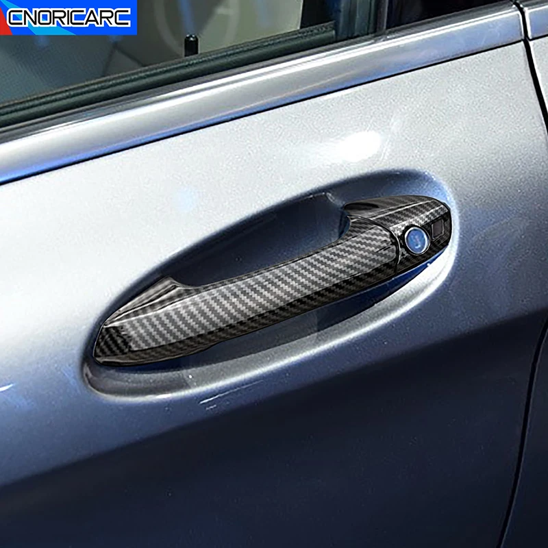 Крышка панели внешней дверной ручки с узором из углеродного волокна, декоративная отделка для Mercedes Benz GLA X156 2015-2019, автомобильные аксессуары, наклейки