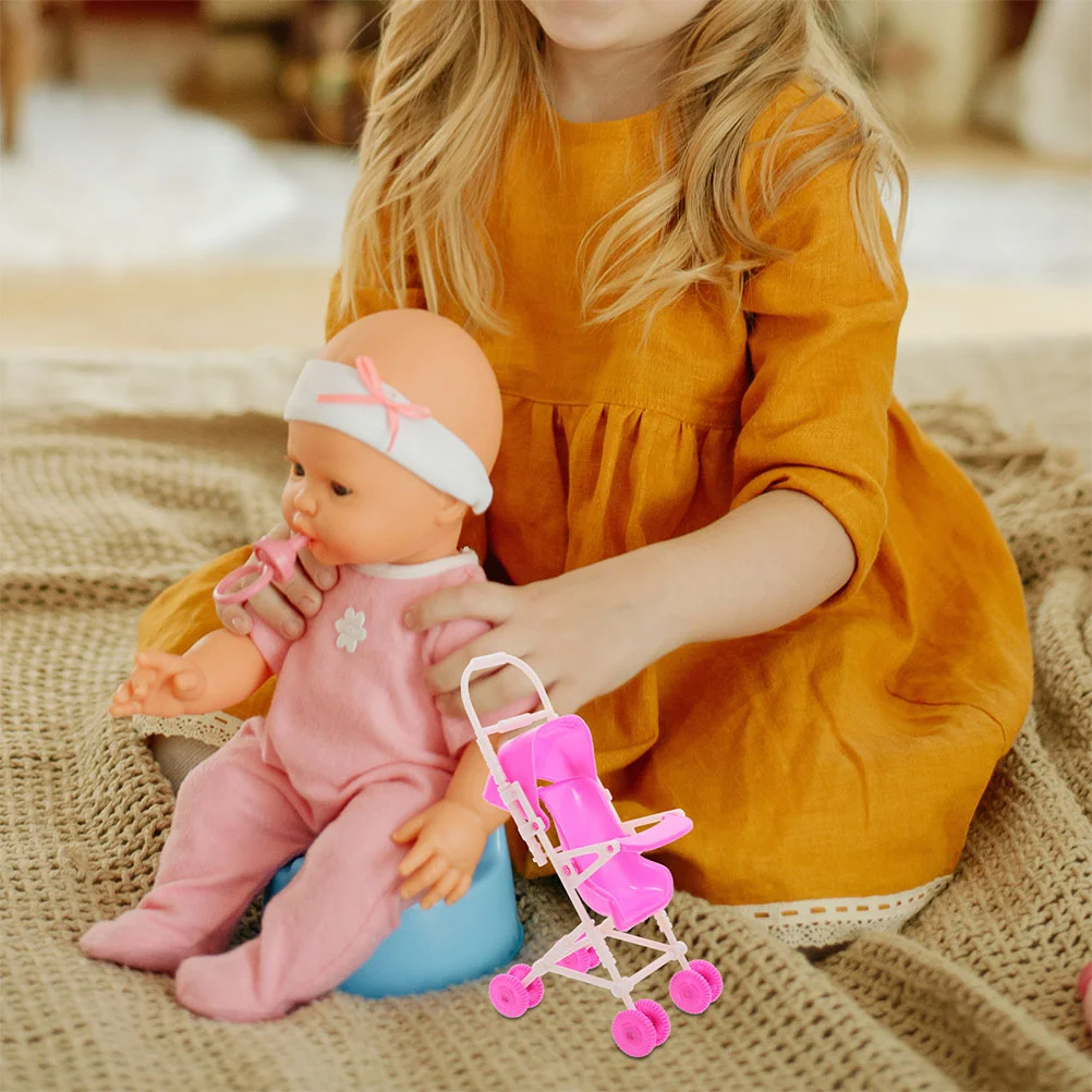 4 шт. коляска для девочек игрушка малышей декор кукольного домика кукол складной