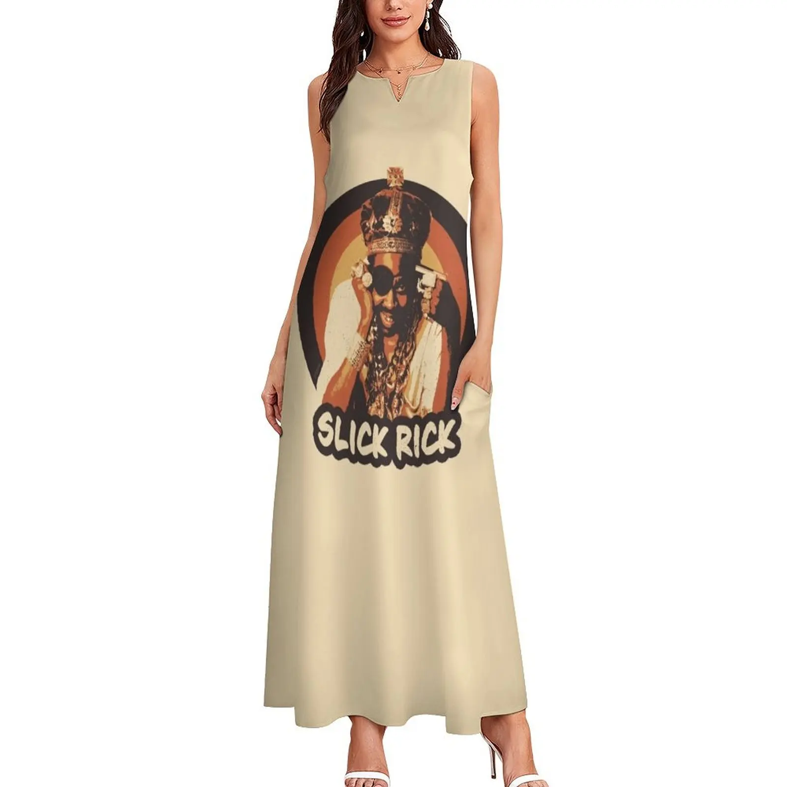 Длинное платье в стиле хип-хоп Slick Rick 90-х годов пляжное для беременных