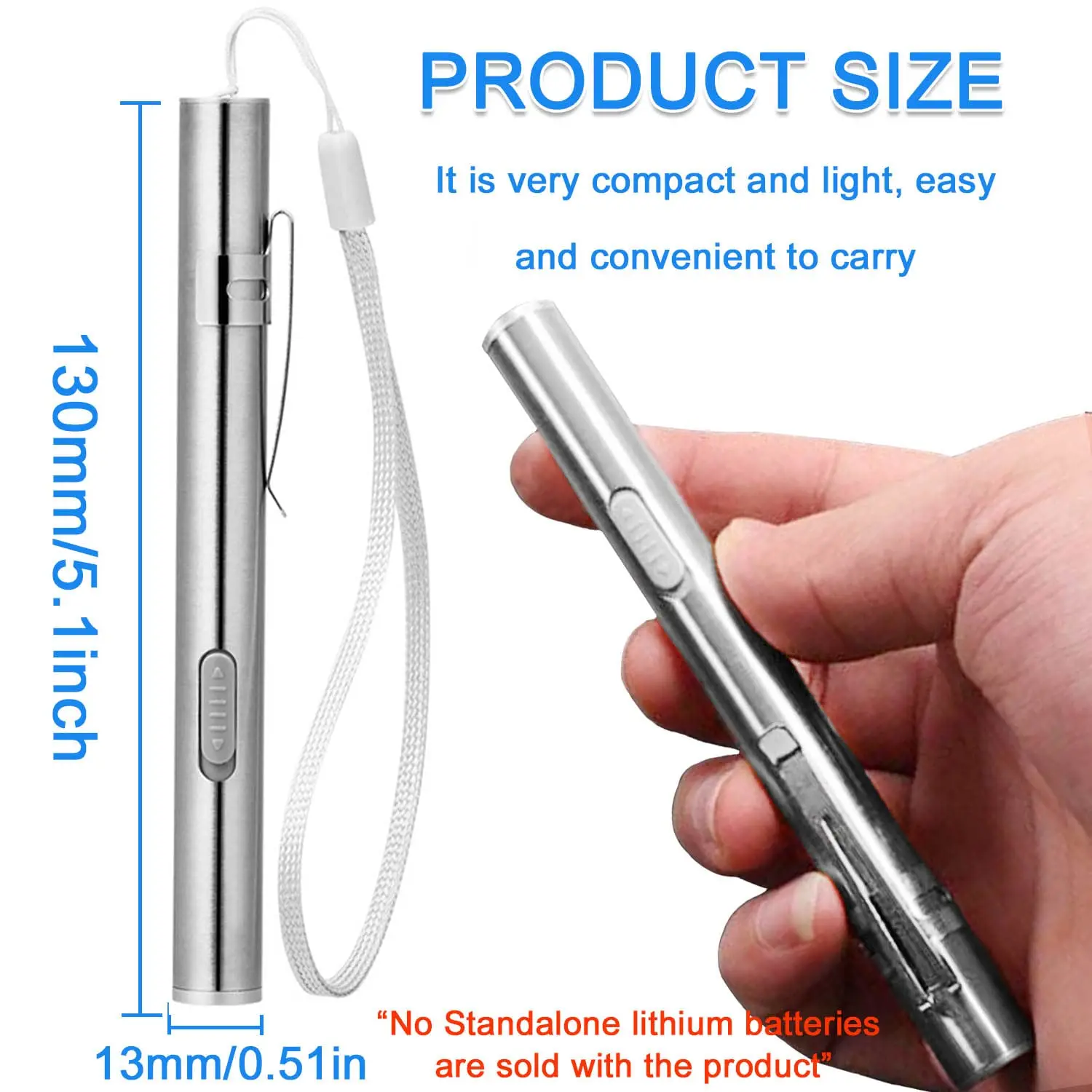 Medical Pen Style Flashlight Rechargeable LED Pocket Handheld Light USB Bright Tactical With Metal Clip