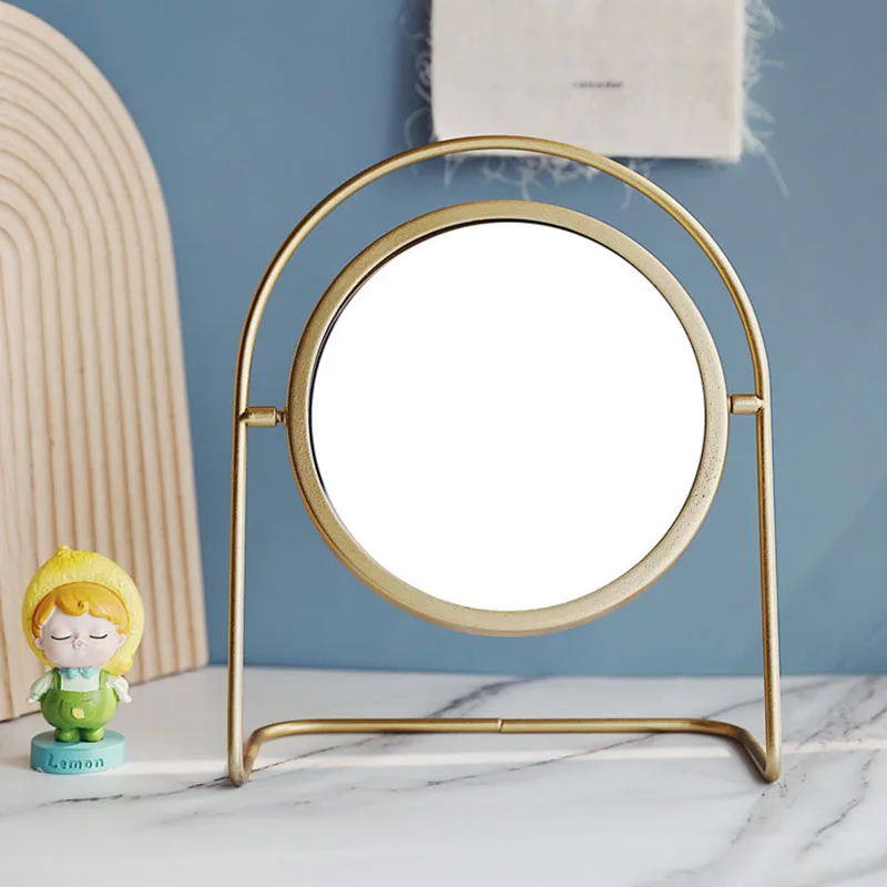 

Pieces Round Decor Mirror Vanity Bathroom Vintage Bedroom Decoration Aesthetic Small Gold Espejos Decorativos Wall Decor
