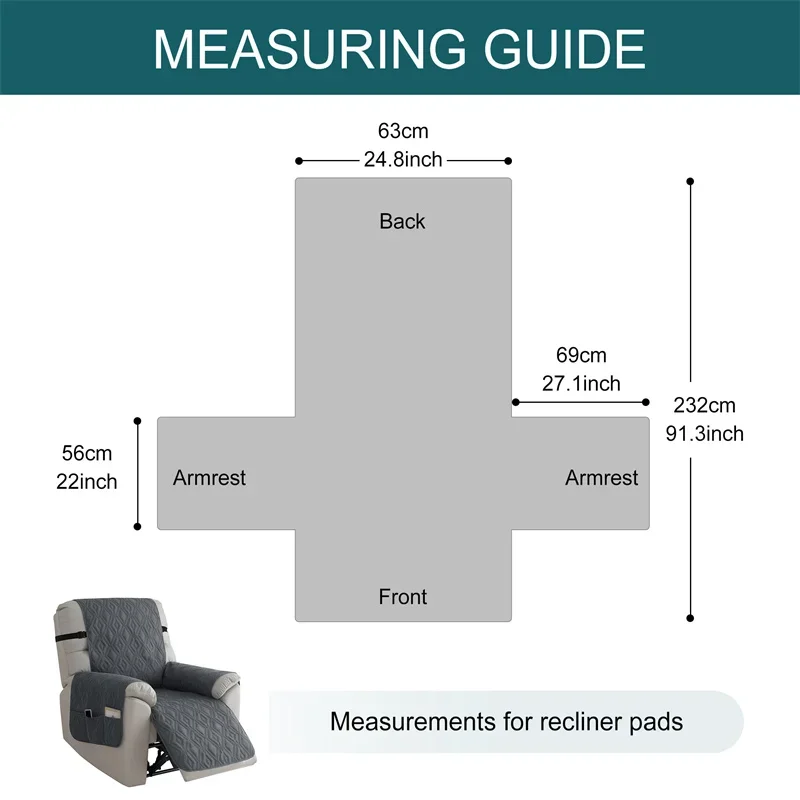 1-местный стеганый чехол для дивана с откидной спинкой водоотталкивающий стула