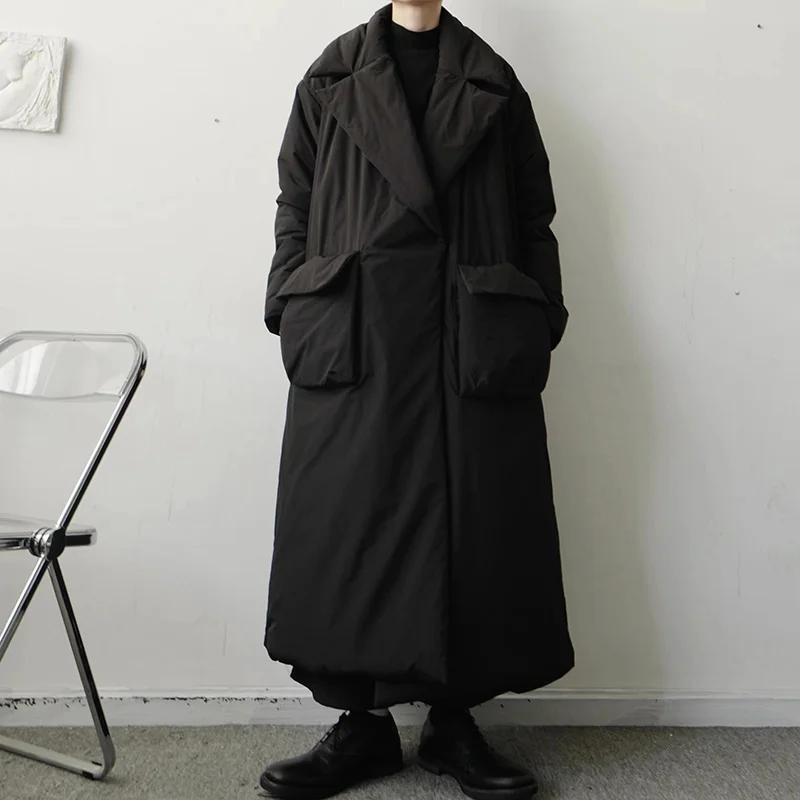 Winter Jacket Men Warm Fashion Black White Oversized Thickened Down Jacket Men Korean Loose Thick Long Coat Mens Parker Clothes