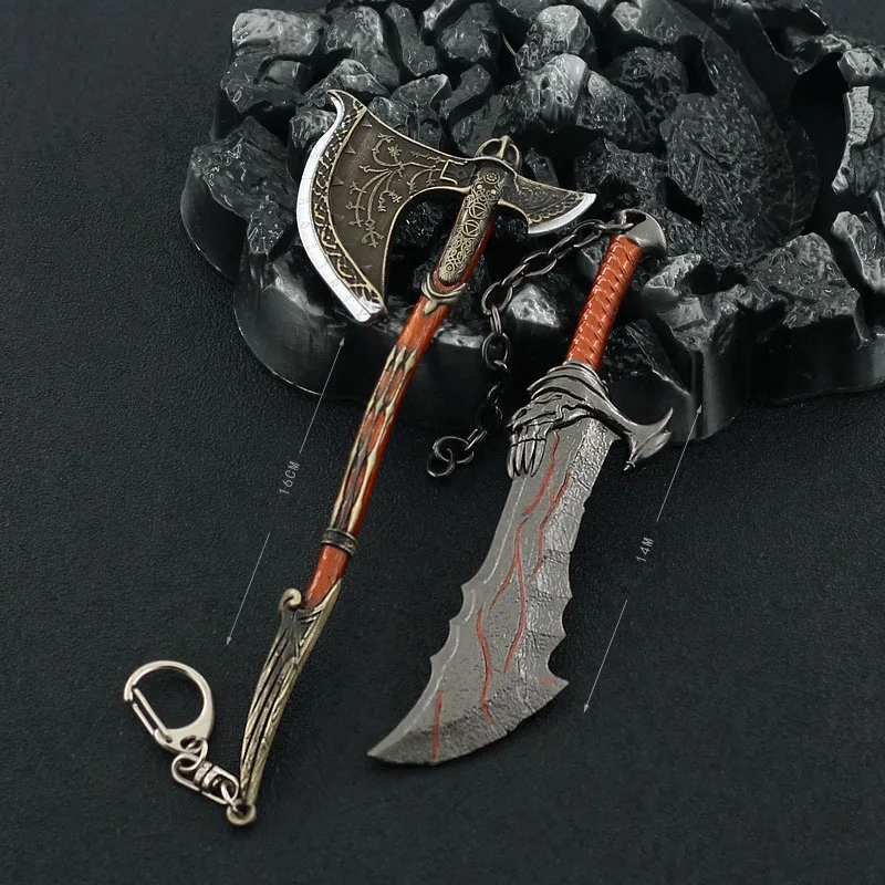

17cm Miniature God of War Leviathan Axe Zinc Alloy Uncut PSP Game Swords Model Desktop Ornament Room Home Decoration Accessories