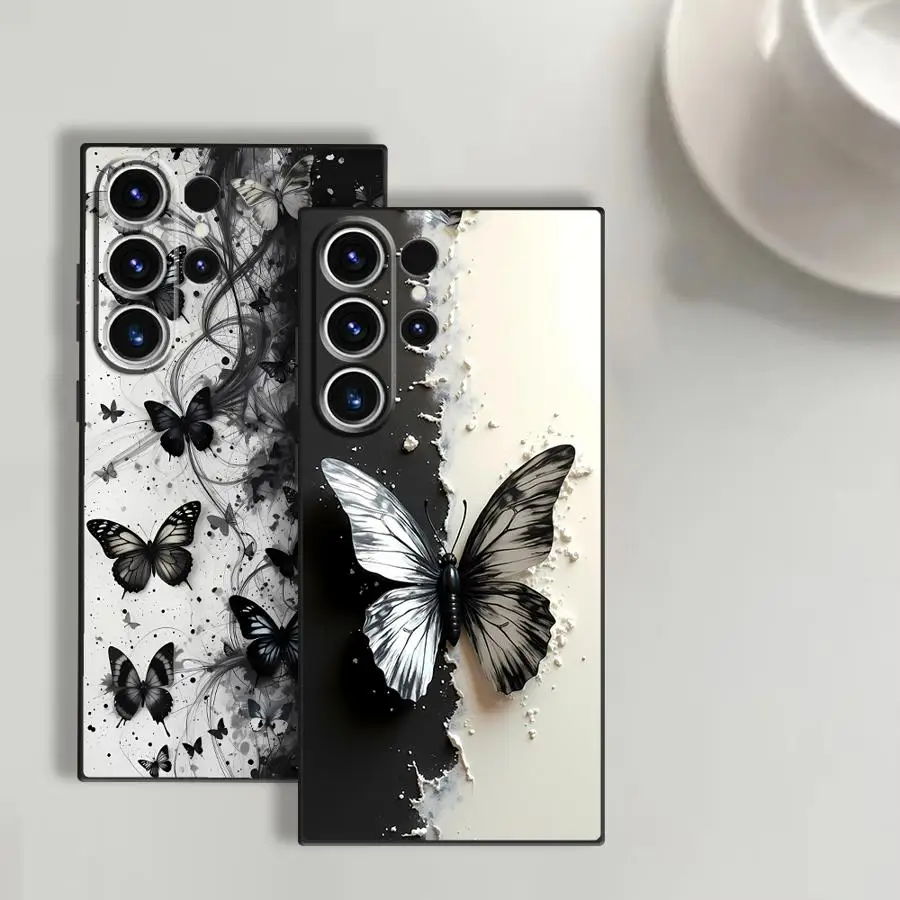 Фото Чехол для Samsung Galaxy S26 Ultra S10 S9 Note 20 8 9 10 S20 Ultra S25 Plus S21 FE S24 S23, чехол-накладка для телефона, черный, белый №1
