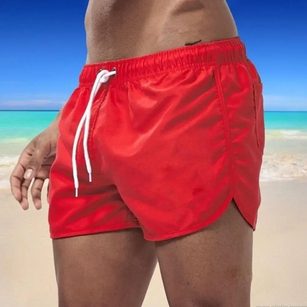 

Плавки мужские однотонные, пляжные шорты-бермуды с завязкой на талии