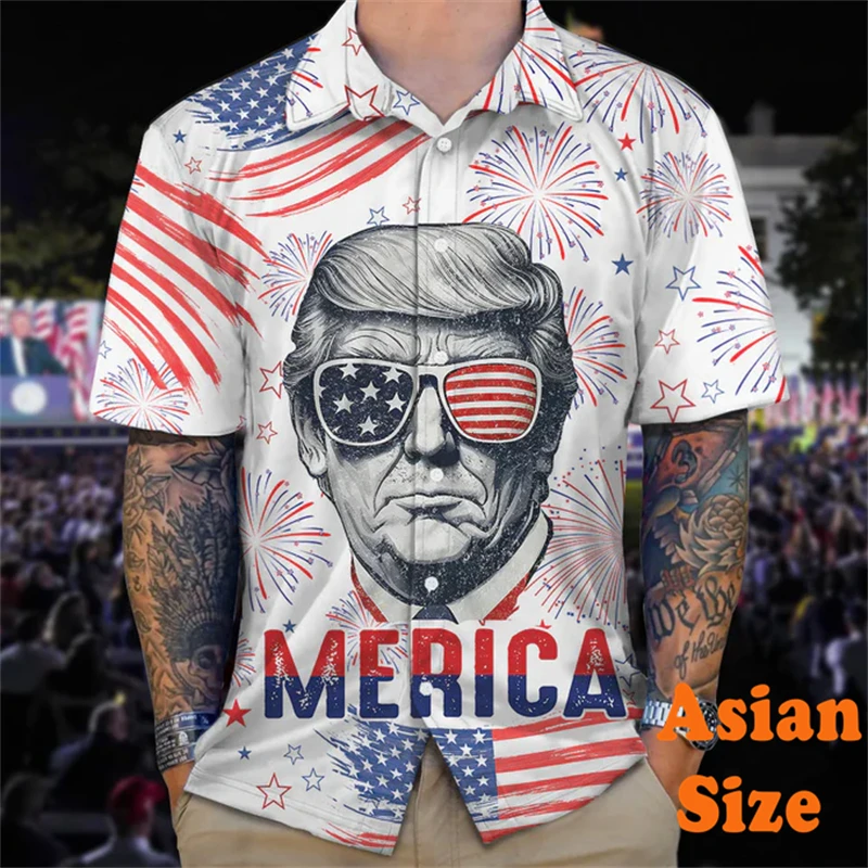 Гавайские каникулы рубашка с юмором Trump для мужской одежды рубашки лацканами и