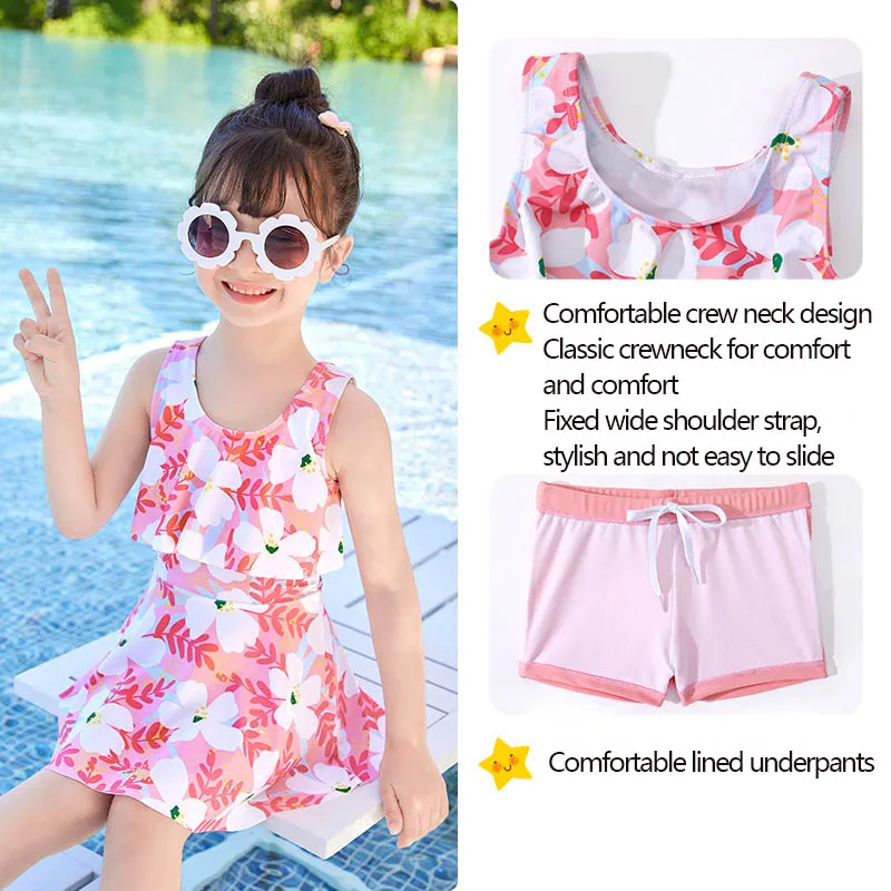 Children's swimwear Summer New Girls' Bodysuit Swimming Hat Swimming Glasses Swimming Suit Hot Spring Equipment
