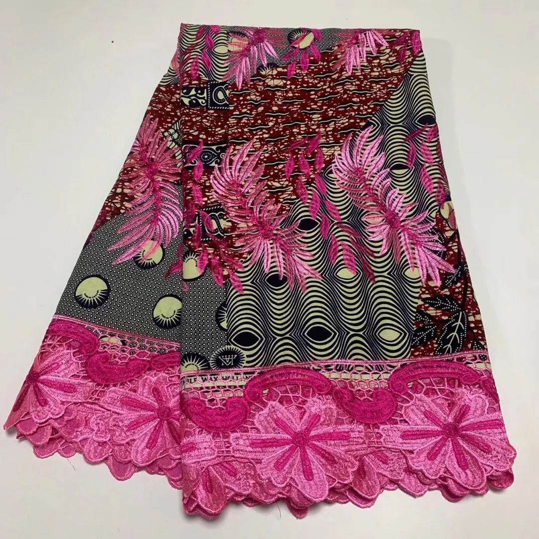 6 ярдов вышивка Анкара африканская восковая печать кружевная ткань 2020