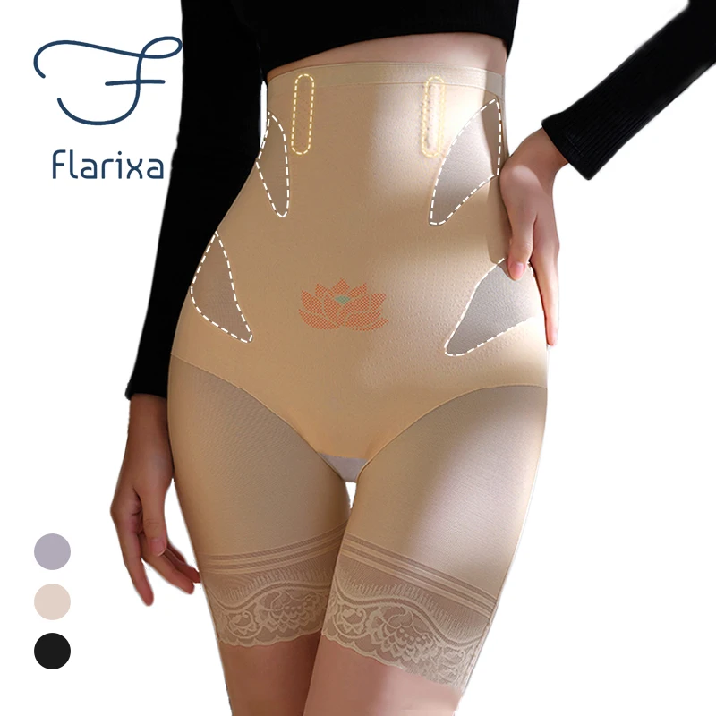 

Flarixa кружевные трусики с высокой талией на плоской подошве, бесшовные шорты для подъема бедер, женские шорты с контролем живота, корректирую...