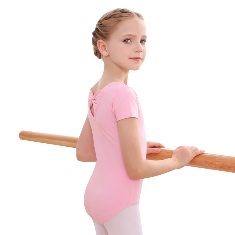 Фото Хлопковое балетное трико Edance для девочек, танцевальная одежда с короткими рукавами для занятий 4–12 лет №3