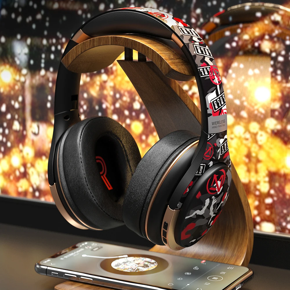 

Bluetooth 5.0 Headphones Fashion Graffiti Headset Wireless Earphone for Phone PC Laptop Support Wired TF with Noise Reduction002