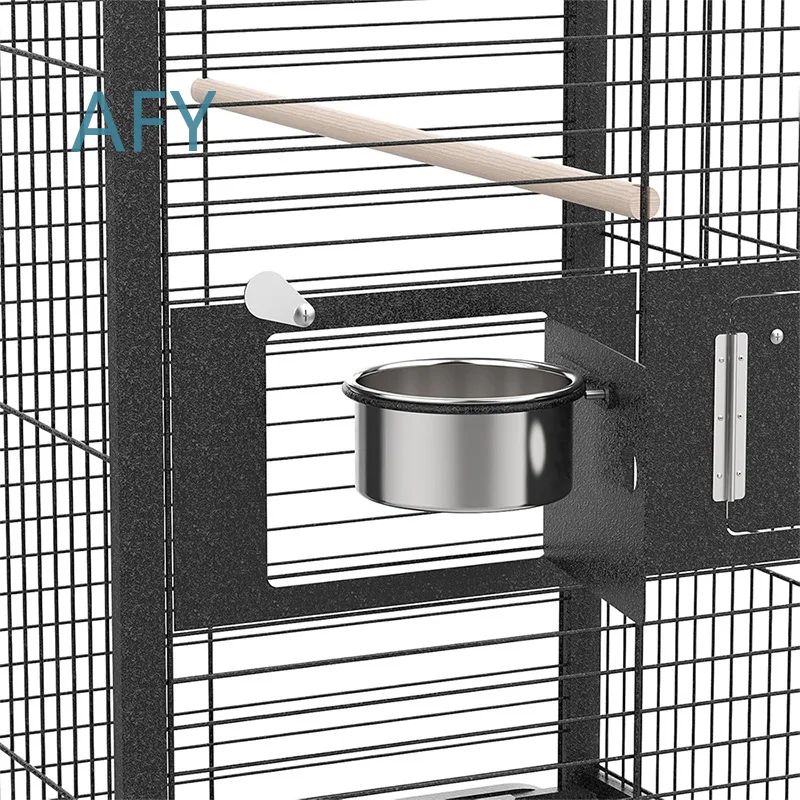 Фото Клетка для птиц DAWU: для попугаев, мелких птиц, арах, корелл, волнистых попугайчиков, из нержавеющей стали, с открытым дном, горизонтальная №4