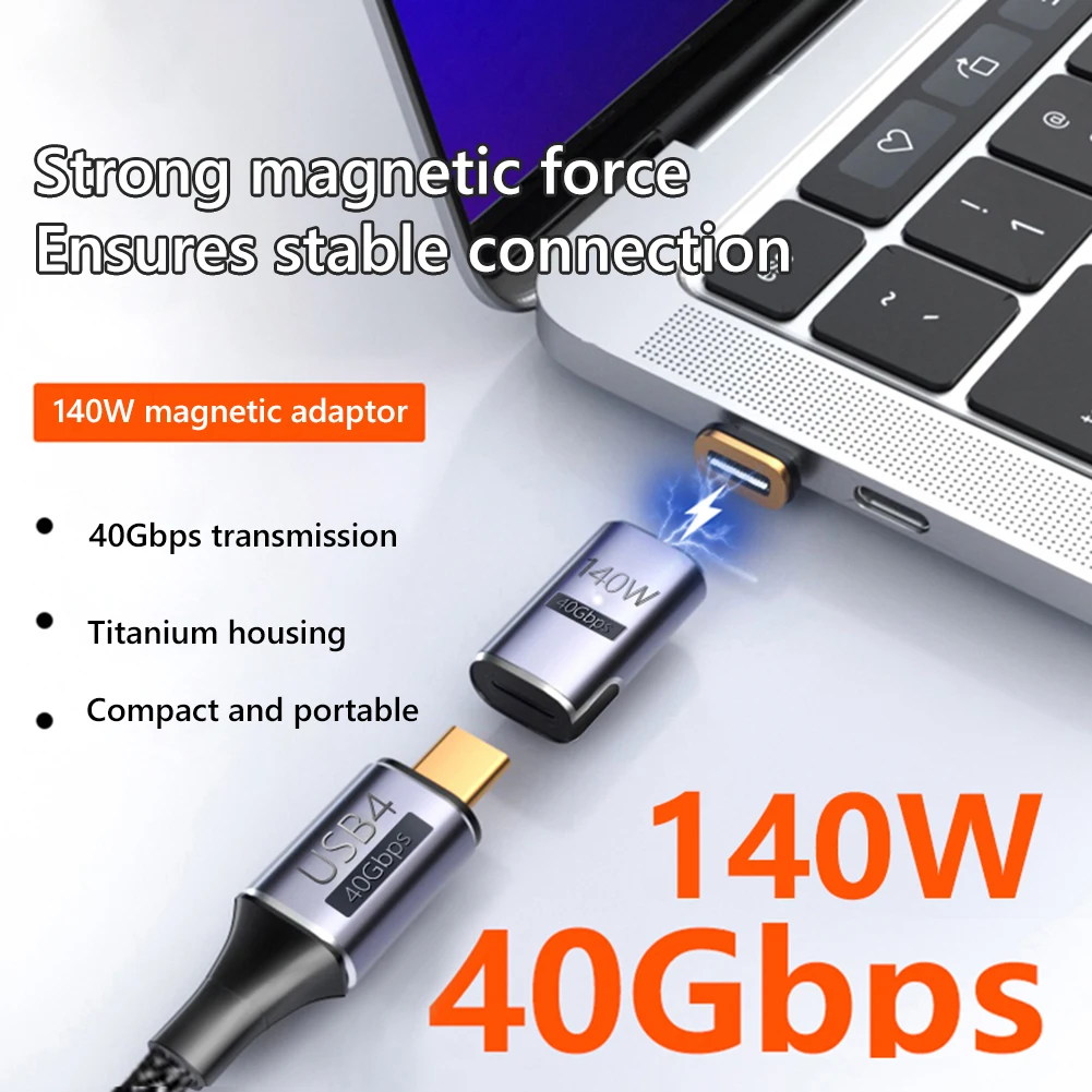 

PD 140W Charger Connector 3 in 1 40Gbps Fast Charging Converter for Mobile Phone Titanium Alloy Fast Charging Magnetic Converte