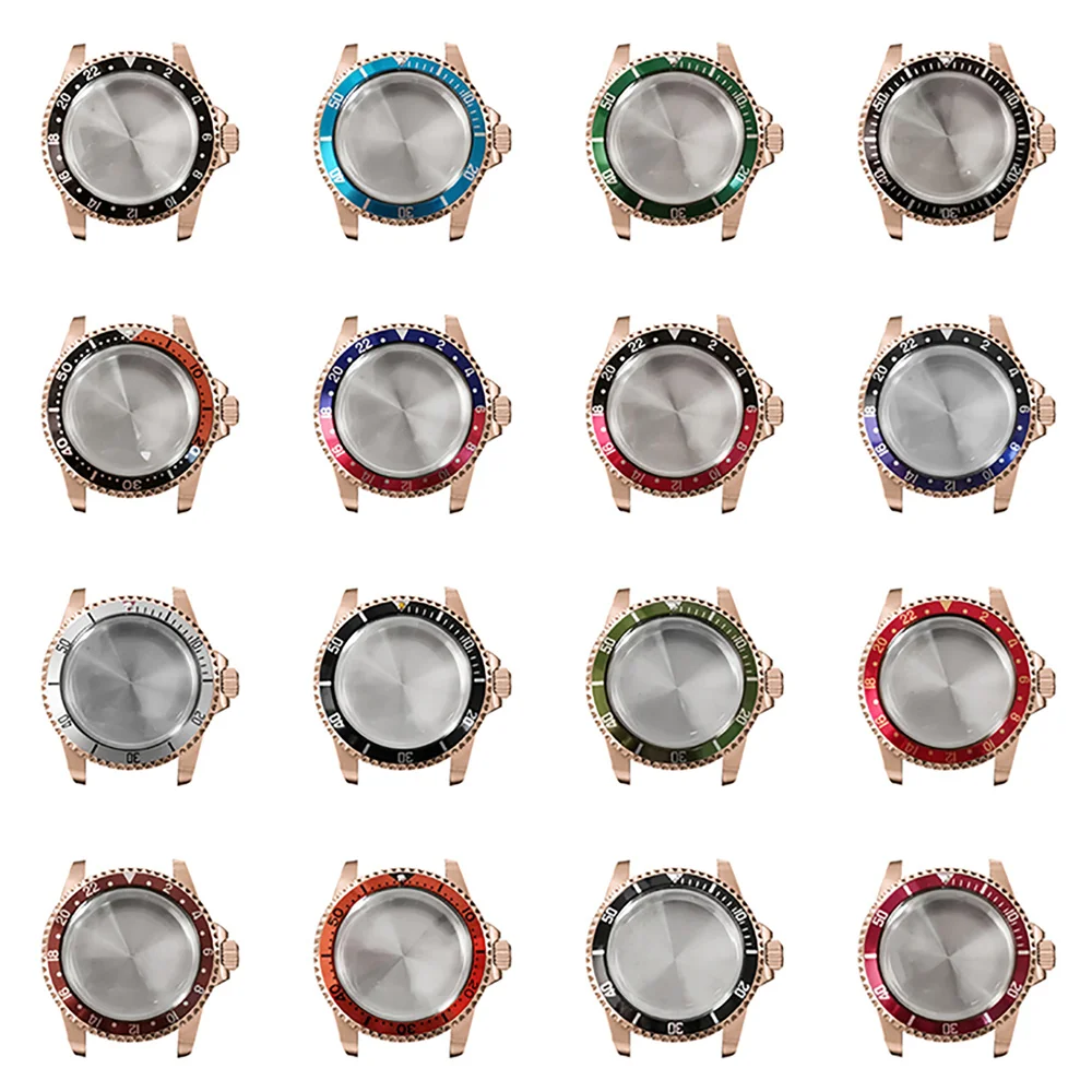 39.5MM Copper-Plated Stainless Steel Retro Case Bidirectional Bezel Bubble Mirror Case for NH35 NH36 Movement 28.5mm Dial