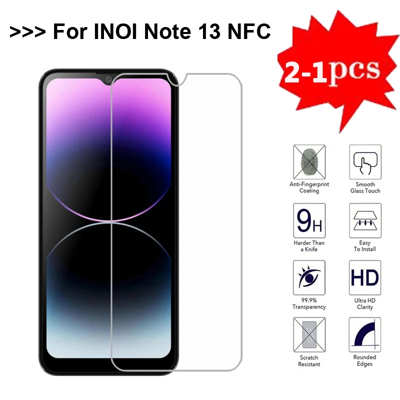 Закаленное стекло 2-1 шт. для INOI Note 13 NFC, пленка для телефона 9H, Защитное стекло для Vidro INOI Note 13 NFC 6,95, защита экрана
