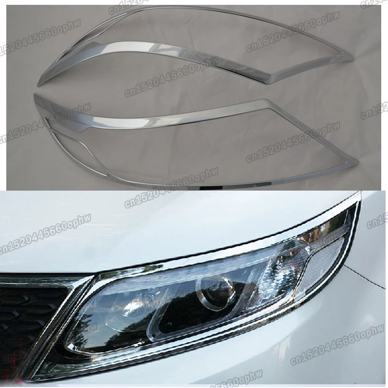 

Блестящая серебряная зеркальная поверхность для автомобильных фар, рамка для фар kia sorento 2013 2014 2015, внешние аксессуары, Стайлинг 2