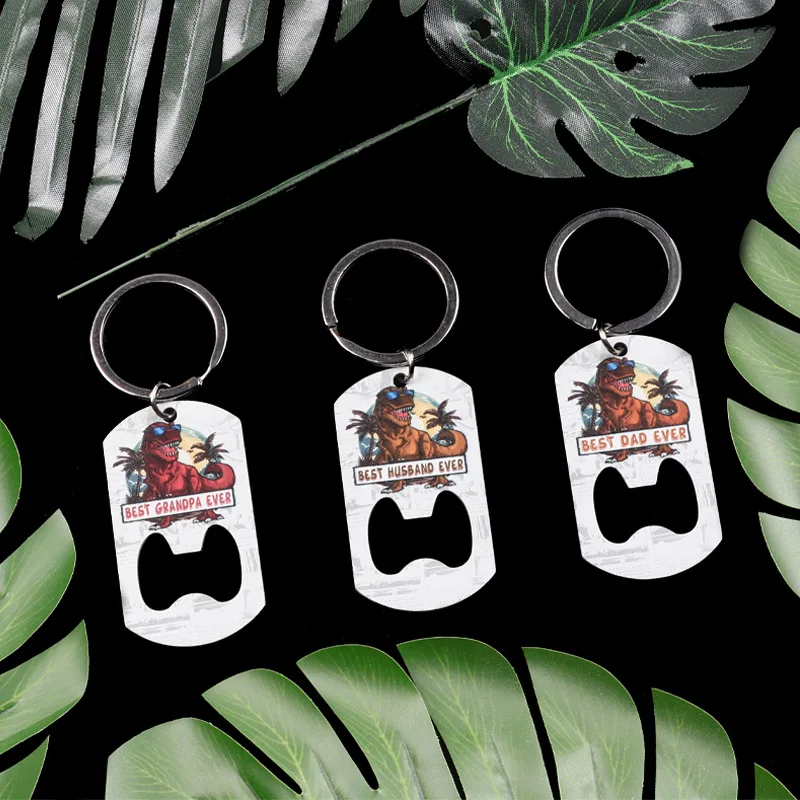 Dinosaur KeyChain Men Bottle Opener Key Chain Women Stainles