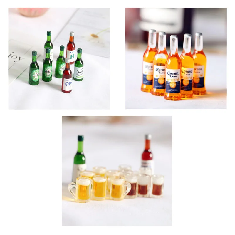 5Pcs Sake Beer Glass Figurine Micro Landscape Miniature Drink DIY Crafts Props Dollhouse Ornaments Home Decoration Accessories