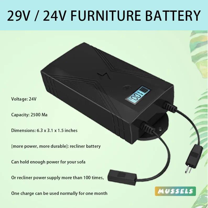 

2500mAh recliner battery pack (for most recliners) rechargeable power supply 29V 24V 2A for electric recliner