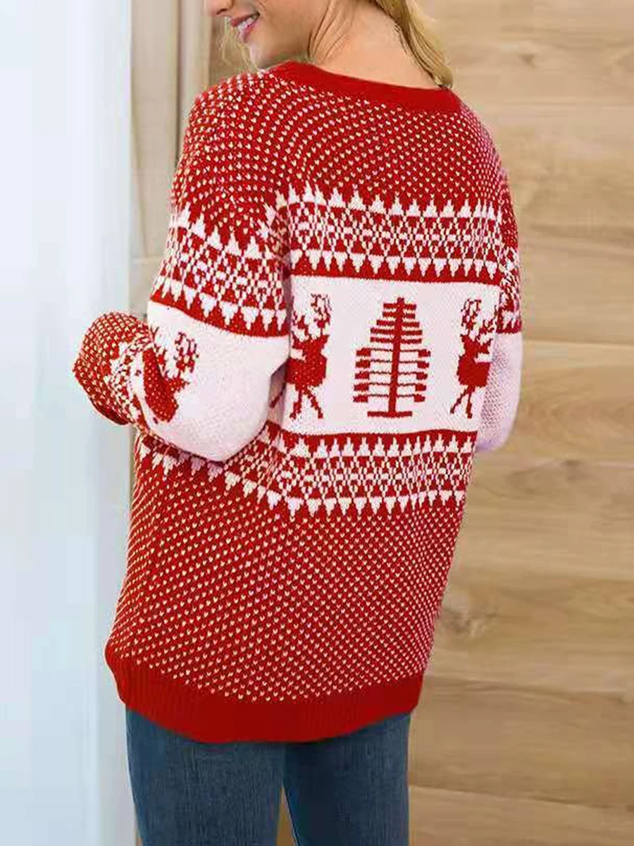 

Женский Уродливый Рождественский свитер, смешной мультяшный принт, вязаный пуловер с длинным рукавом, рождественские Джемперы и толстовки Топы
