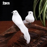 2pcs artificial dove white foam feather pigeon lover peace doves bird simulation figurines home decor garden hanging decorations