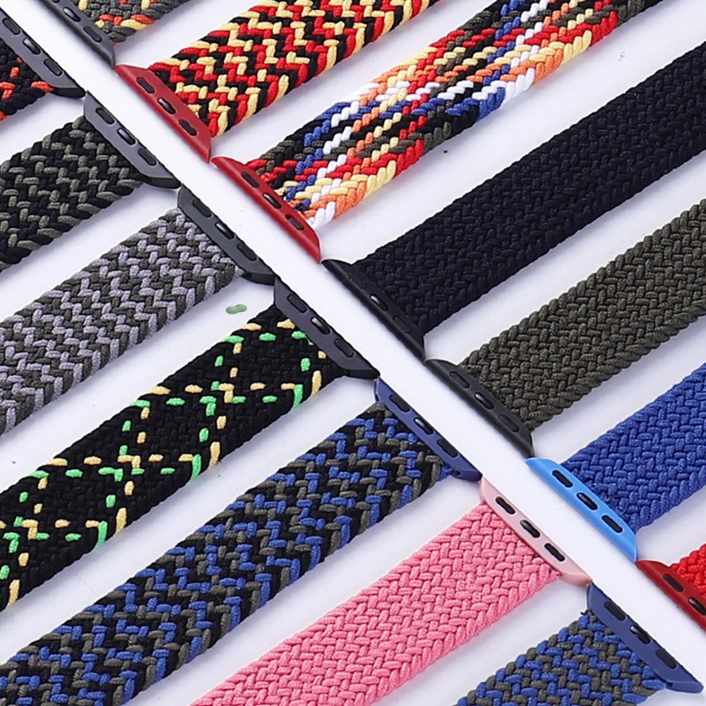 Braided Solo Loop For Apple Watch Band Se 87654 40mm 44mm Elastic Bracelet Strap on Smart Series 38mm 42mm 41mm 45mm Accessories