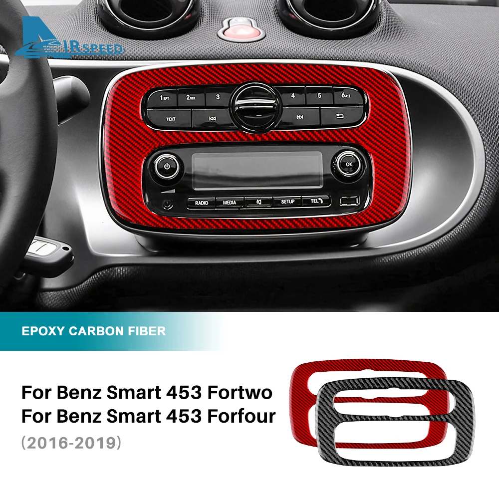 

Real Soft Carbon Fiber Car Center Control CD Panel Frame Sticker For Mercedes Benz Smart 453 Fortwo/Forfour 2016 2017 2018 2019