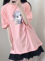 deeptown japanese anime t shirt harajuku cartoon graphic tees cute girl print short sleeve tops for women clothes fashion korean