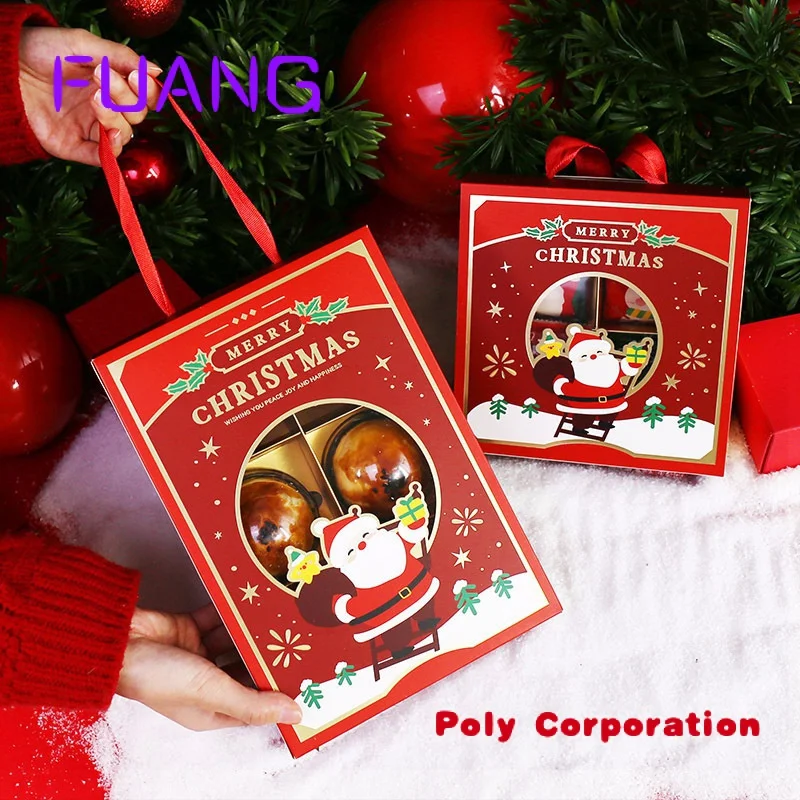 Custom design christmas gift food packaging boxes with hand ropepacking box for small business