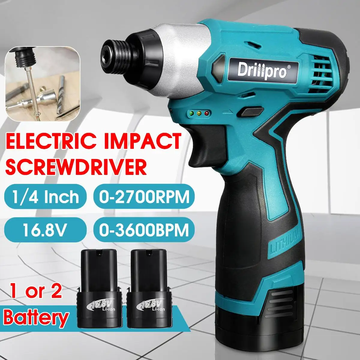 

Электрическая аккумуляторная дрель Drillpro 16,8 в, отвертка, ударная отвертка с 2 перезаряжаемыми литиевыми батареями 1/4 дюйма, промышленные эле...