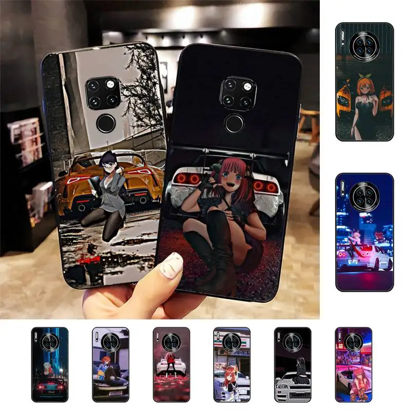 

Anime Girl JDM Sports Car Drift Phone Case for Huawei Mate 20 10 9 40 30 lite pro X Nova 2 3i 7se