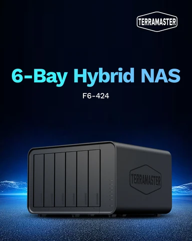 TERRAMASTER F6-424 NAS Storage 6bay — четырехъядерный процессор N95, оперативная память DDR5 8 ГБ, порт X2, сетевое хранилище (без дисплея)