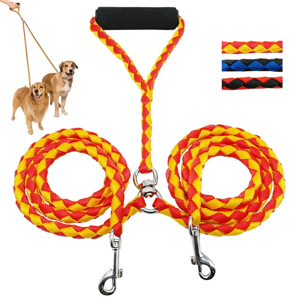 

with Handle Double Dog Twin Lead Safty Anti-winding Double Dog Double Dog Leash Rope Walk Training Nylon 2 Way Leash Dog