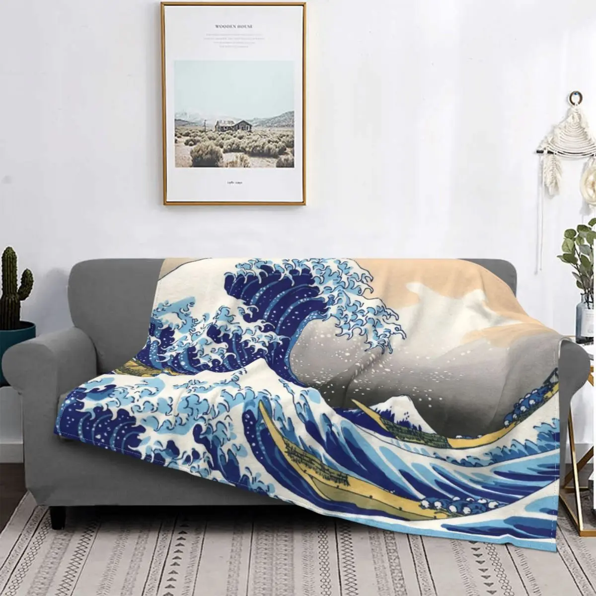 

Manta de lana de The Great Wave Off para el Home, manta suave de verano para cama de dormitorio, Kanagawa, Katsushika, Hokusai