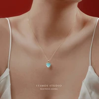 itsmos amazonite pendant necklace 14k gold plated energy gemstone powerful healing heart shape necklace for women soul gift