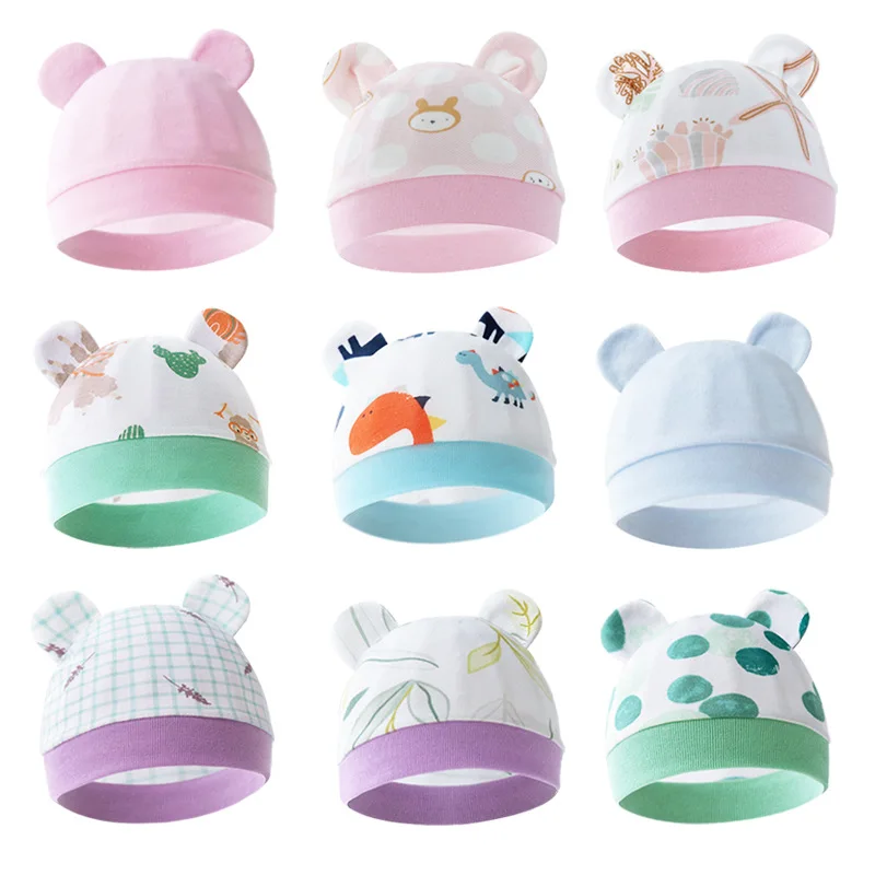 

Cute Cartoon Soft and Comfortable Nursery Hats Fetal Cap for 0-3Months Newborn Baby Cotton Beanie Hat Newborn Accessories