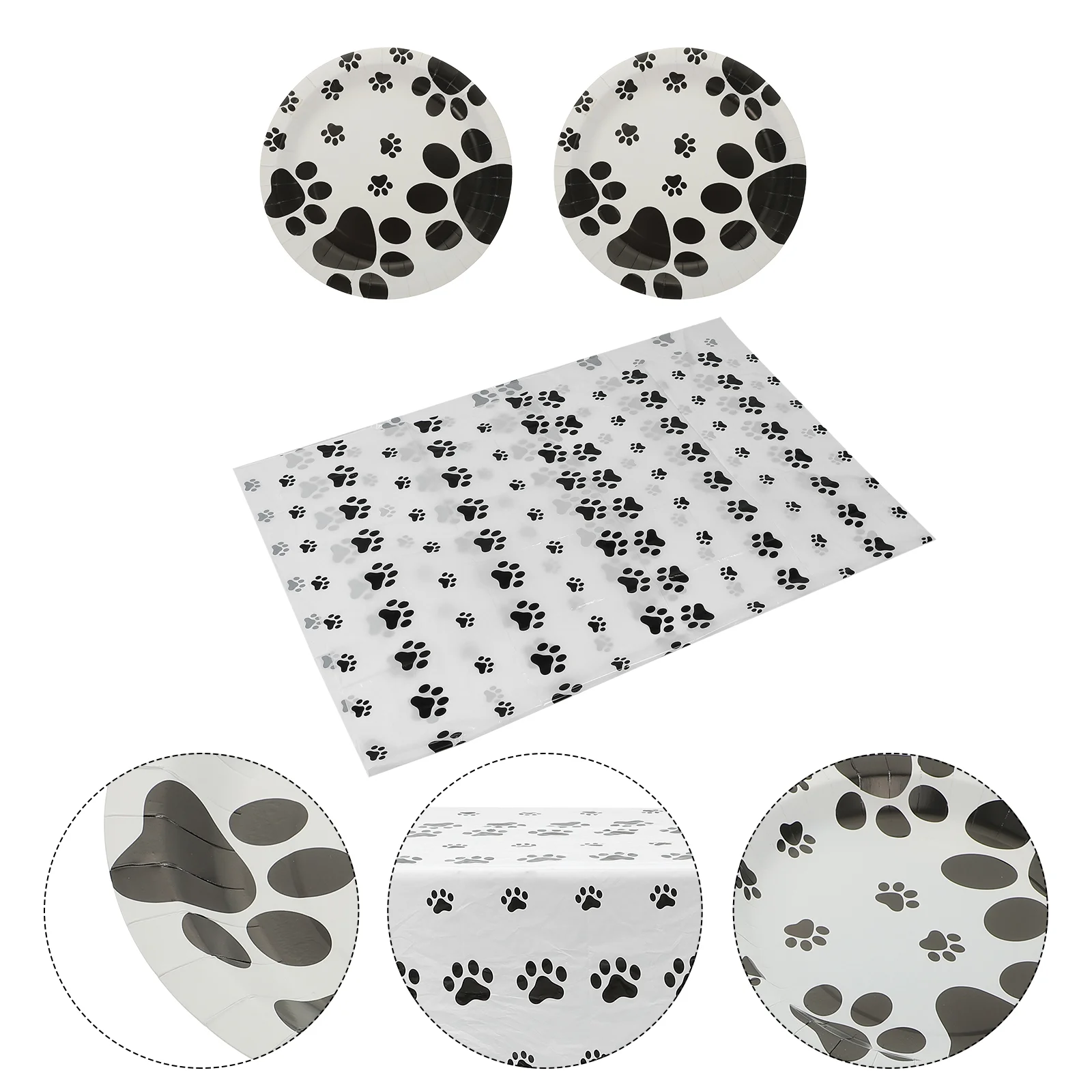 

1 Set Dog Claw Prints Plate Dog Claw Prints Tablecloth Dog Birthday Party Supplies