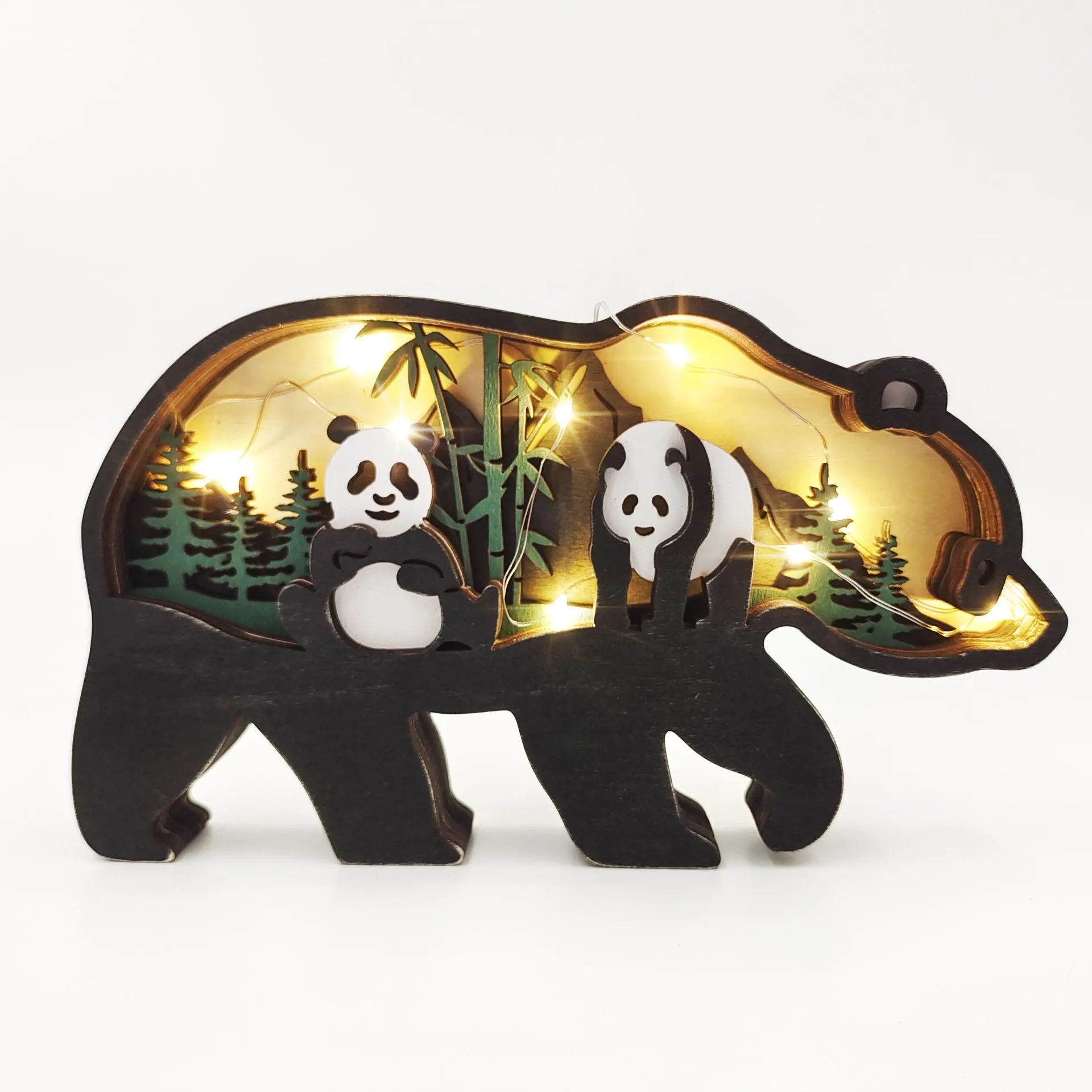 

Wooden Ornaments Butterfly Cat Sloth Panda New Hollow Wooden Crafts Creative Animal Home Lamp Decoration