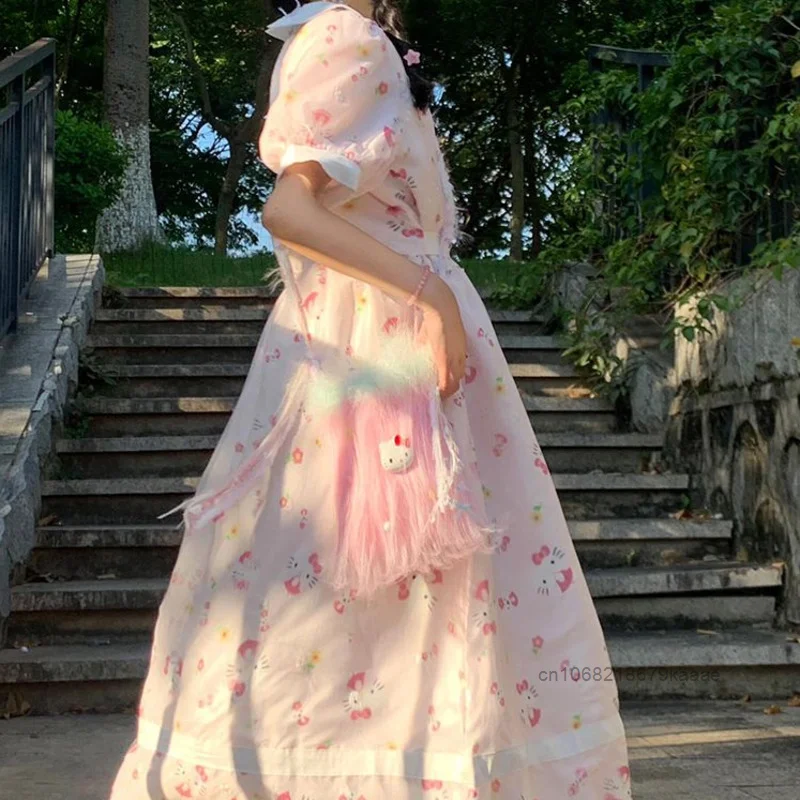 Женское платье с принтом и кукольным воротником летнее Новое модное милое