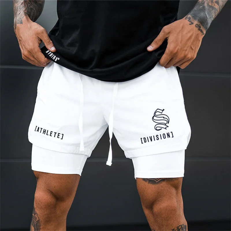 

NEW 2 IN 1 Sport Running Mesh Breathable Shorts Men Double-deck Jogging Quick Dry GYM Shorts Fitness Workout Men Shorts