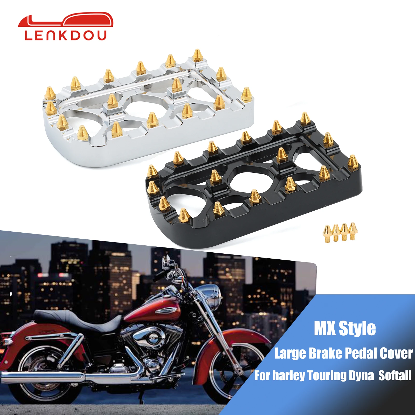 

MX Offroad Brake Pedal Large Pad Cover For Harley Touring Road King Dyna Softail Fat Boy Trike Motorcycle Accessories Footrest