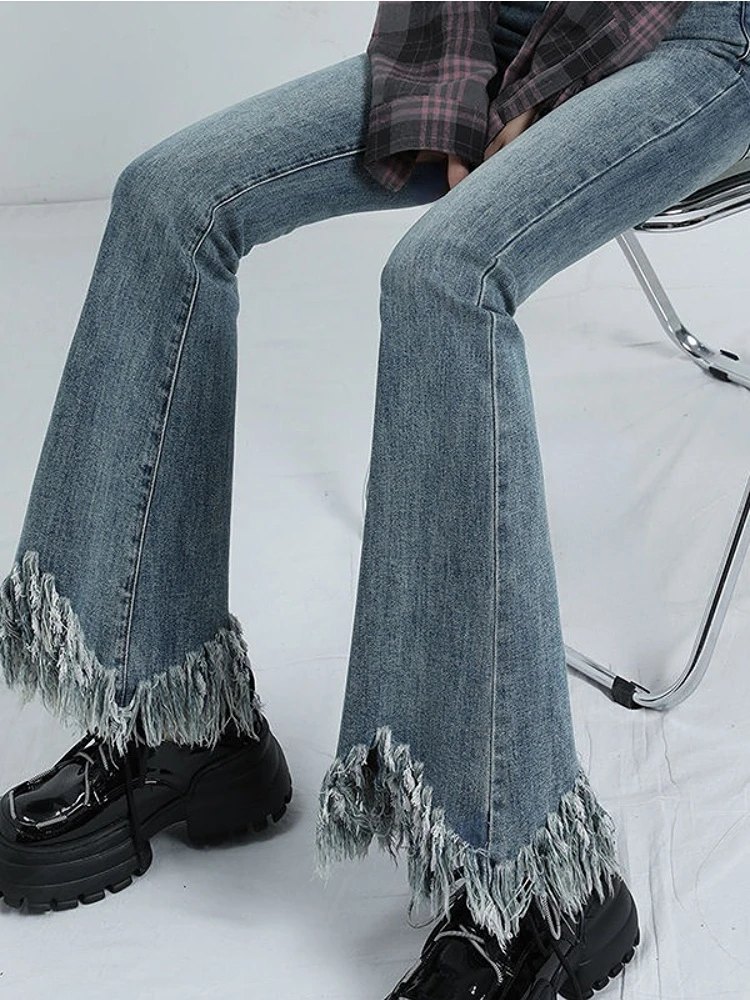 

Брюки-клеш Женские с высокой талией, демисезонные, 2023