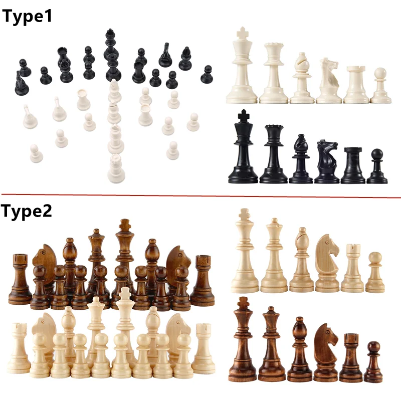 

32 Medieval Chess Pieces Wooden/Plastic Complete Chessmen International Word Chess Game Entertainment Accessories