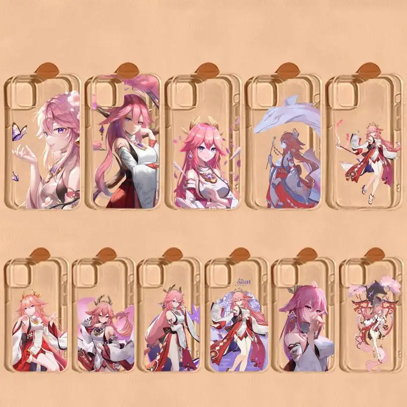 

Yae Miko Genshin Impact Phone Case For iPhone 13 14 Pro Max XS XR 12 11 Pro 13 Mini 6 7 8 Plus Soft Clear Back Cover
