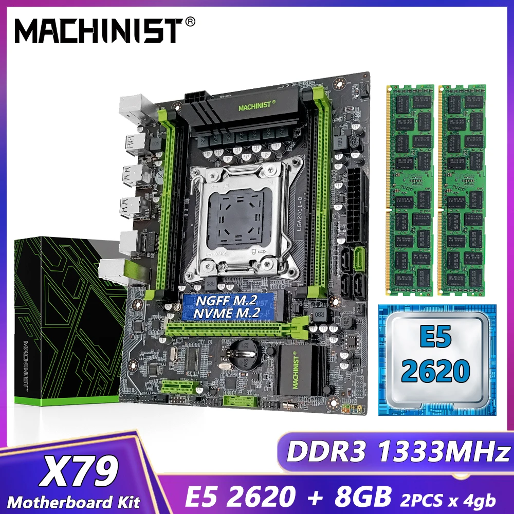 Machinist-placa base X79, combo con procesador Intel Xeon E5 2620, CPU y 2x4GB de memoria ram DDR3, conjunto de cuatro canales X79 V2.82H
