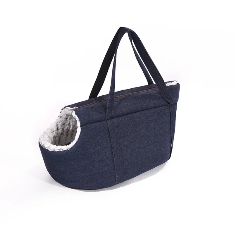 

One-Shoulder Pet Bag Pet Carrying Backpack Cathouse Doghouse Denim Hot-Selling New Arrival