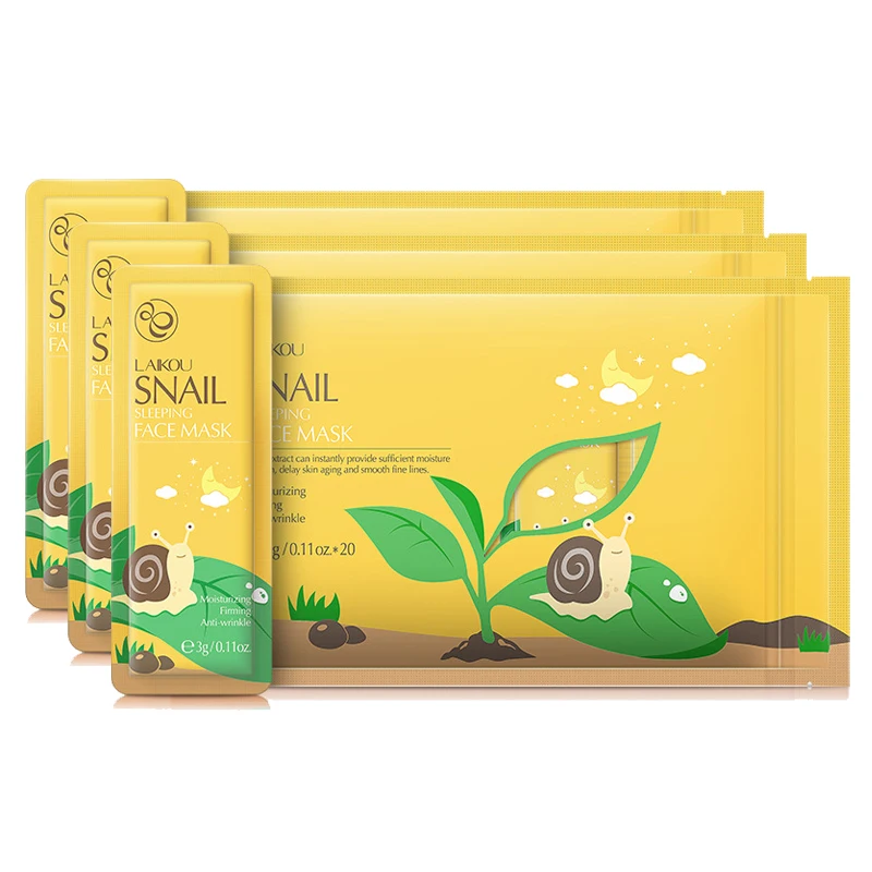 

60pcs LAIKOU Snail Sleeping Facial Masks Moisturizing Anti-aging Anti Wrinkle Firming Skincare Face Mask Creams Masks Skin Care