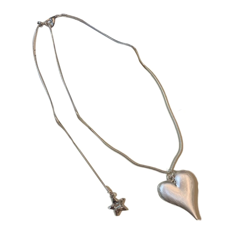 Модное серебряное ожерелье с подвеской в ​​виде большого сердца для женщин