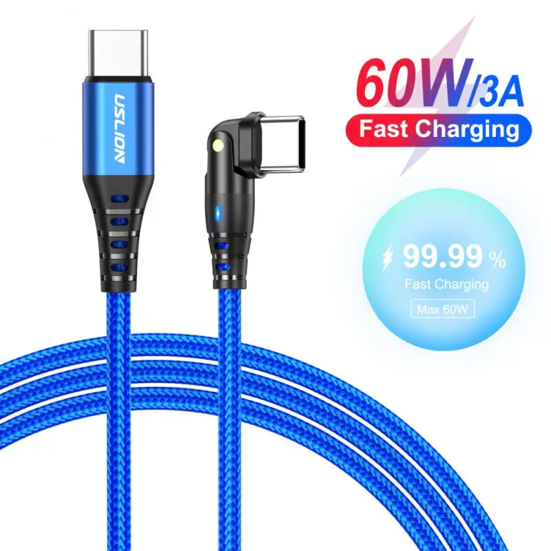 

60w Usb-c To Type C Cable Adjustable 3a Pd Type C Cable Fast Charging Aluminum Mobile Phone Charger For Xiaomi Huawei Samsung